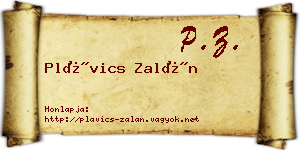 Plávics Zalán névjegykártya